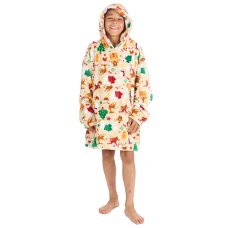 18C1069: Kids Christmas Plush Oversized Hoodie- Cream (One Size - 7-13 Years)
